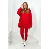 Kesi Cotton set insulated sweatshirt + leggings red Cene