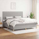  Box spring postelja z vzmetnico svetlo siva 200x200 cm blago, (20884442) | Shoptok.si