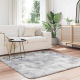 vidaXL Košata preproga srebrno siva 160x160 cm poliester | Shoptok.si