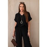 Kesi Włoski Set with necklace blouse + pants black Cene