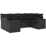  6-dijelni set vrtnih sofa s jastucima crni od poliratana | shoptok.hr