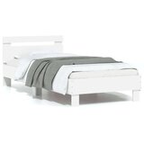 vidaXL Posteljni okvir z vzglavjem bel 90x200 cm inženirski les | Shoptok.si