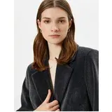 Koton Cashmere Coat Single Button Covered Pocket Shiny Textured