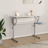  Radni stol bijelo-sivi 110x53x(58-87) konstruirano drvo i čelik | shoptok.hr