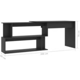  Kutni radni stol sivi 200 x 50 x 76 cm od konstruiranog drva | shoptok.hr