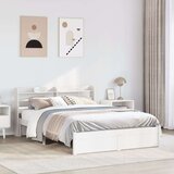 vidaXL Posteljni okvir z vzglavjem brez vzmetnice bel 160x200 cm Cene
