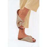 Maciejka Leather Slippers With Gold Buckle Cene