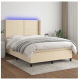 vidaXL Krevet box spring s madracem LED krem 140x190 cm od tkanine Cijene