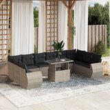 vidaXL 11-dijelni set vrtnih sofa poliratan s jastucima svijetlosivi | shoptok.hr