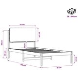  Krevetni okvir s tapiciranim uzglavljem Tamno smeđa i crna - tamno smeđa i crna 75 x 190 cm | shoptok.hr