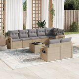  9-dijelni set vrtnih sofa s jastucima bež od poliratana Slike