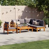 5-dijelna set vrtnih sofa od masivnog drva bagrema s jastucima Siva | shoptok.hr