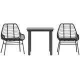  Vrtni blagovaonski set od 3 dijela, crni poliratan, staklo | Eponuda.com