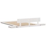 vidaXL Posteljni okvir z nočnimi omaricami Bela 120x200cm Trden les | Shoptok.si