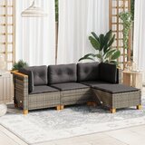 Maison Chic Seti vrtnega pohištva - Vrtna garnitura - Vrtni pohištvo set 4-delna z blazinami siv poli ratan, (21815669) | Shoptok.si