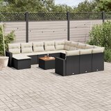 vidaXL 13-dijelni set vrtnih sofa s jastucima poliratan crni Cijene