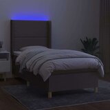 Krevet box spring s madracem LED smeđesivi 90x190 cm tkanina | shoptok.hr