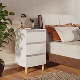 The Living Store Nočna omarica z lesenimi nogami bela 40x35x69 cm - Nočna Omarica, (21434841) | Shoptok.si