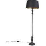 QAZQA Talna svetilka z bombažnim odtenkom črna z zlatom 45 cm - Classico | Shoptok.si