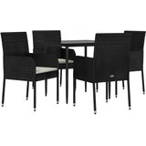  5-dijelni vrtni blagovaonski set s jastucima od poliratana crni Crna Dužina stola 80 cm | Shoptok.si