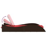  Ležaljka za sunčanje s jastukom smeđa 60x205x73 cm poli ratan | shoptok.hr