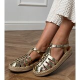 D/CEO Golden faux leather gladiator espadrille sandals Talejda | shoptok.hr