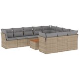 Maison Chic Seti vrtnega pohištva - Vrtna garnitura - Vrtni pohištvo set 11-delna z blazinami bež poli ratan, (21820044) | Shoptok.si