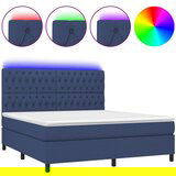 Maison Chic Box spring postelja - Vzmetna postelja z vzmetnico LED modra 160x200 cm blago SL9128, (21905098) | Shoptok.si