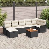  Sjedeća garnitura za vrt 8 kom. Crna poliratan 297,5 x 132,5 x 85 cm | Shoptok.si