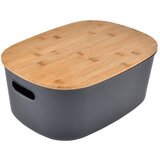 Homéa Antracitno siva plastična škatla za shranjevanje s pokrovom 27x22,5x15,5 cm – Cene