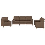 vidaXL 3-dijelni set sofa s jastucima smeđi od tkanine Cijene