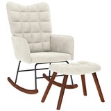 vidaXL Gugalni stol s stolčkom Cream Velvet Cene