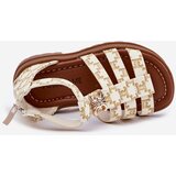 Boto Girls Gladiator Sandals With Gold Detail Beige Vesira | ePonuda.com