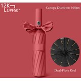 INF Avtomatski dežnik z 24 ojačanimi rebrasti za izjemno odpornost proti vetru Red, (5000214679) | Shoptok.si