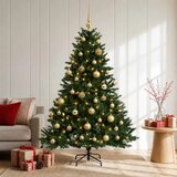  Umjetno božićno drvce s kuglicom 150 cm 150 LED lampica - Zelena 150 cm s LED žaruljama i zlatnim kuglicama Cijene