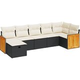  7-dijelni set vrtnih sofa od poliratana s jastucima crni Slike