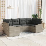 vidaXL set 6 delni vrtni kavč s blazinami svetlo sivi poli ratan | Shoptok.si