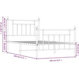  Metalni okvir kreveta uzglavlje i podnožje crni 100x190 cm | shoptok.hr