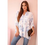 Kesi Włoski Women's V-neck shirt with a floral pattern blue Cijene