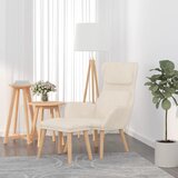  The Living Store Stol za sproščanje s stolčkom kremno bel žamet - Stol Za Sproščanje S Stolčkom, (21456567) Cene