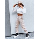 DStreet Spodnie damskie spadochronowe SHIMMERING jasnobezowe | shoptok.hr