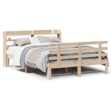 vidaXL Posteljni okvir z vzglavjem 140x190 cm trdna borovina | Shoptok.si