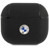 BMW OVITEK IZ PRAVEGA USNJA ZA AIRPODS 3 ČRN S SREBRNIM LOGOTIPOM, (22006167) Cene