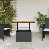 vidaXL Vrtna miza črna 80x80x71 cm poli ratan in akacijev les | Shoptok.si