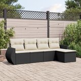 Maison Chic Seti vrtnega pohištva - Vrtna garnitura - Vrtni pohištvo set 5-delna z blazinami črn poli ratan, (21818007) | Shoptok.si