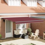 vidaXL Električni pol-kasetni senčnik Bordo rdeča 400x300 cm | Shoptok.si