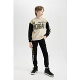 Defacto Boy Printed Sweatshirt Elastic Waist Jogger Tracksuit Bottom 2-Piece Set