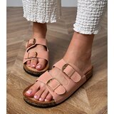 Gemre Pink flip-flops with buckles on cork sole Cloud | ePonuda.com