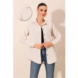 Bigdart 20203 Oversize Basic Linen Shirt - Cream Cene