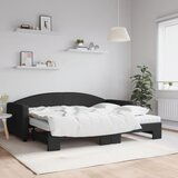 The Living Store Izvlečna dnevna postelja z vzmetnicami črna 90x200 cm blago - Izvlečna Dnevna Postelja, (21508972) | Shoptok.si